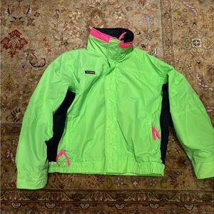 Vintage Columbia sportswear neon rain jacket / windbreaker